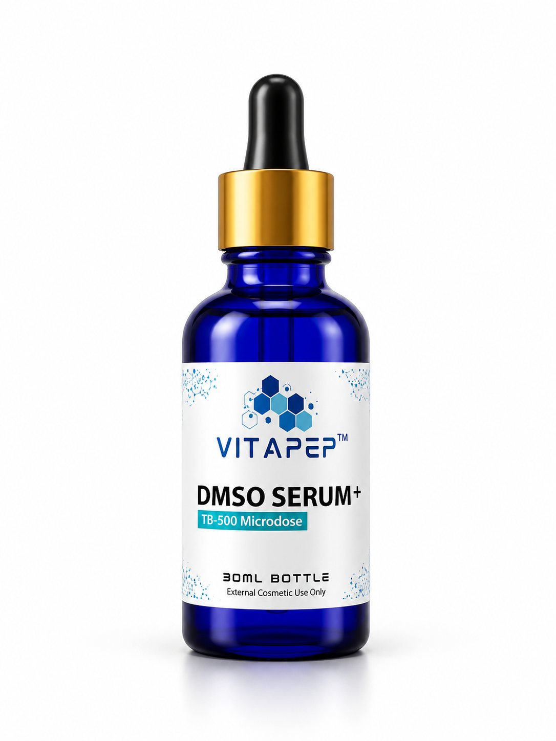 VitaPep Serum+ TB-500 topical serum in a blue 30 mL bottle