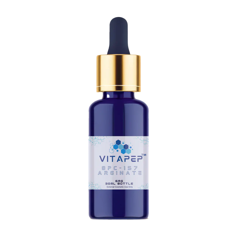 VitaPep BPC-157 Arginate topical serum in a blue 30 mL bottle