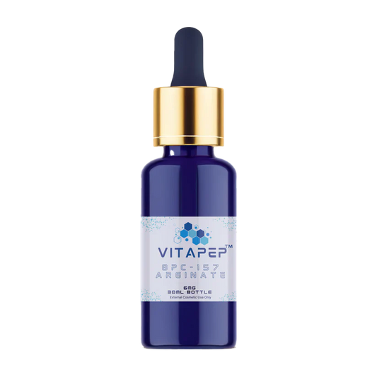 VitaPep BPC-157 Arginate topical serum in a blue 30 mL bottle
